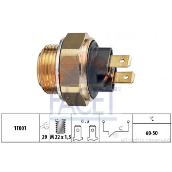Interrupteur de température, ventilateur de radiateur FACET 7.5034