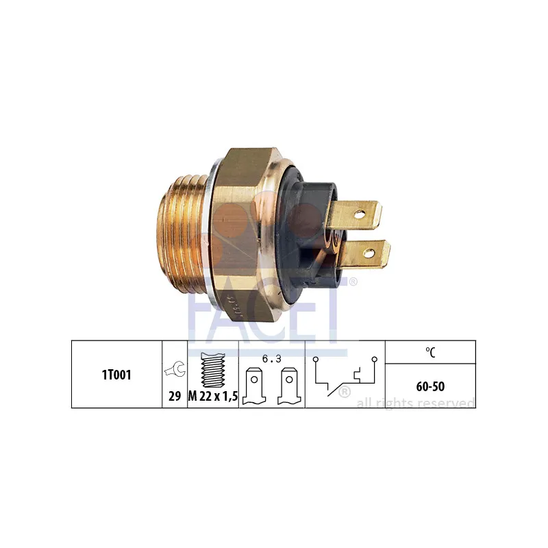 Interrupteur de température, ventilateur de radiateur FACET 7.5034