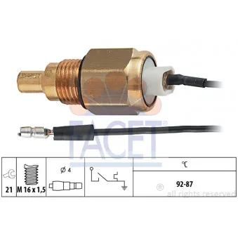 Interrupteur de température, ventilateur de radiateur FACET 7.5039