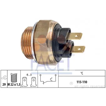 Interrupteur de température, ventilateur de radiateur FACET 7.5135
