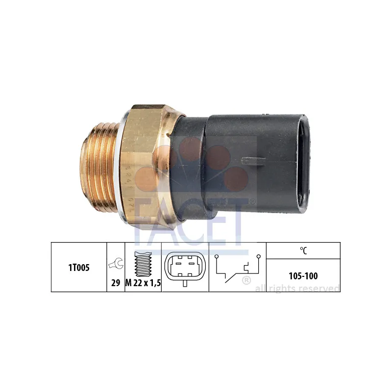 Interrupteur de température, ventilateur de radiateur FACET 7.5241