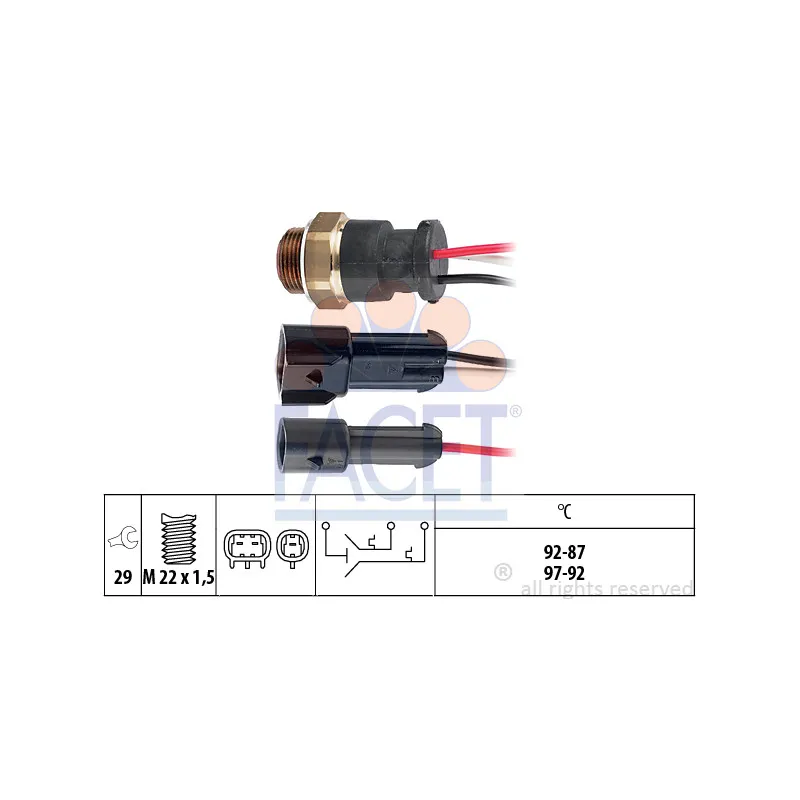 Interrupteur de température, ventilateur de radiateur FACET 7.5610