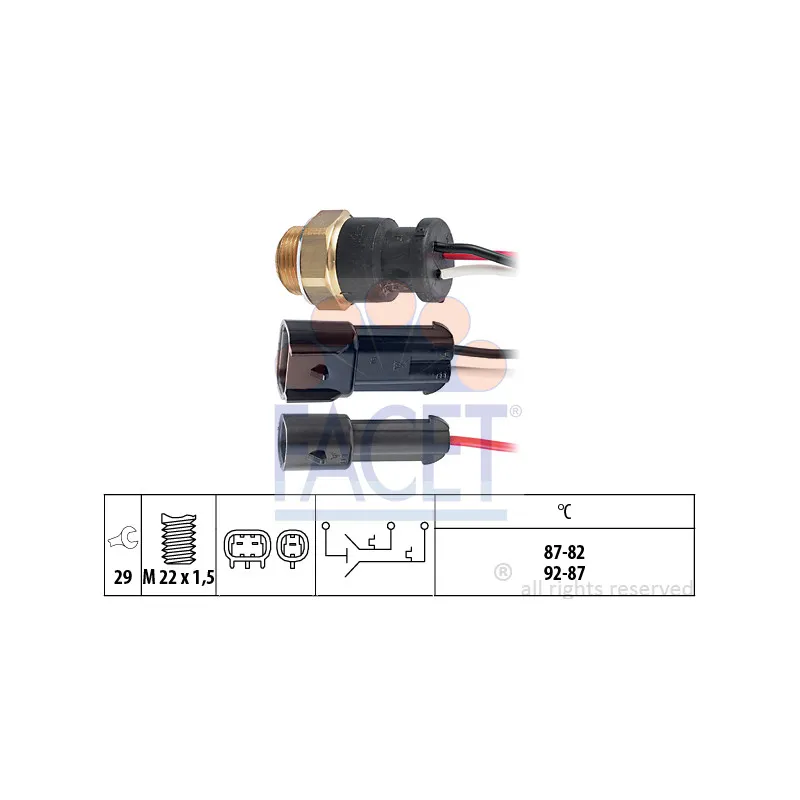Interrupteur de température, ventilateur de radiateur FACET 7.5611