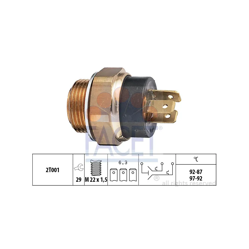 Interrupteur de température, ventilateur de radiateur FACET 7.5612