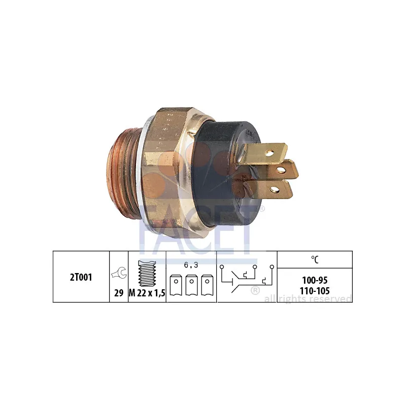 Interrupteur de température, ventilateur de radiateur FACET 7.5619