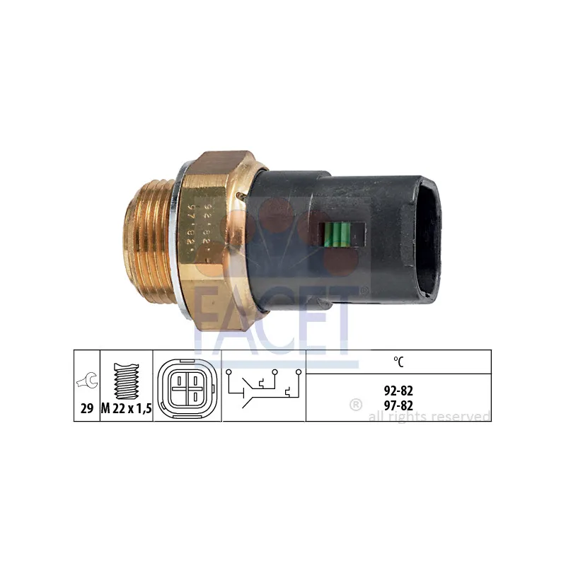 Interrupteur de température, ventilateur de radiateur FACET 7.5628