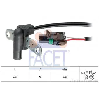 Capteur d'angle, vilebrequin FACET 9.0010