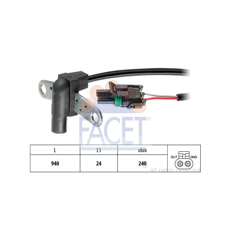 Capteur d'angle, vilebrequin FACET 9.0010