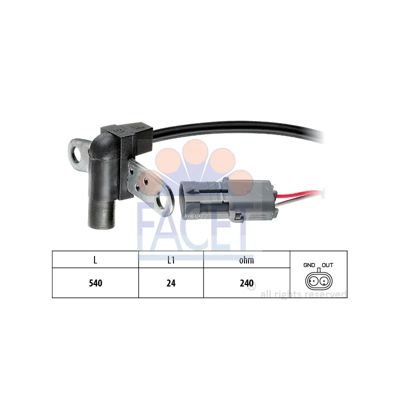 Capteur d'angle, vilebrequin FACET 9.0016