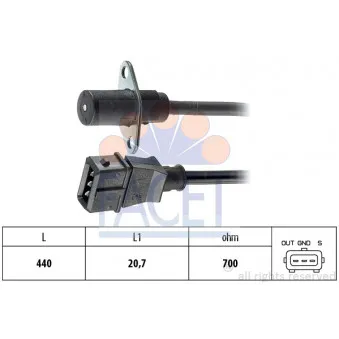 Capteur d'angle, vilebrequin FACET 9.0022