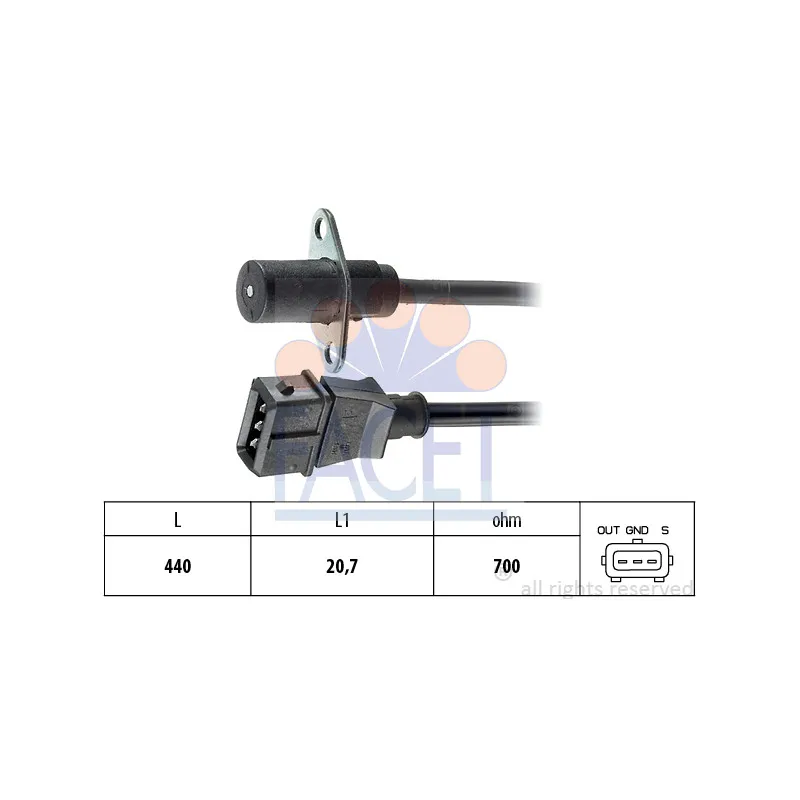 Capteur d'angle, vilebrequin FACET 9.0022