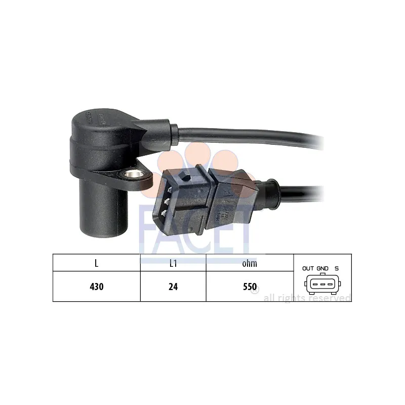 Capteur d'angle, vilebrequin FACET 9.0159