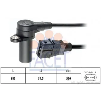 Capteur d'angle, vilebrequin FACET 9.0162