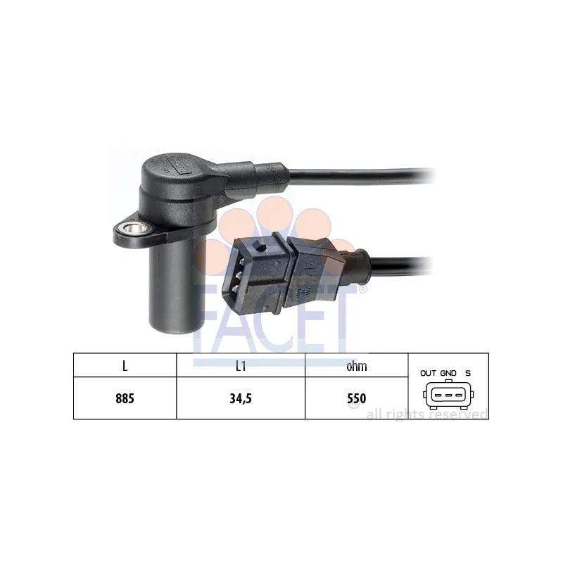 Capteur d'angle, vilebrequin FACET 9.0162