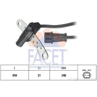 Capteur d'angle, vilebrequin FACET 9.0165