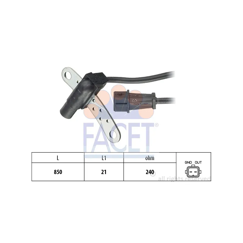 Capteur d'angle, vilebrequin FACET 9.0165