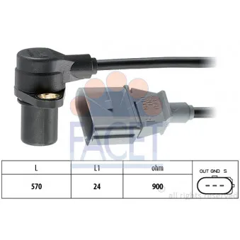 Capteur d'angle, vilebrequin FACET 9.0172