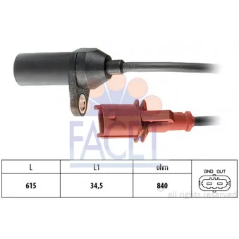 Capteur d'angle, vilebrequin FACET 9.0206