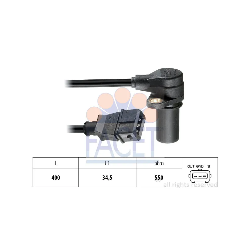 Capteur d'angle, vilebrequin FACET 9.0222