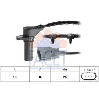 Capteur d'angle, vilebrequin FACET 9.0259