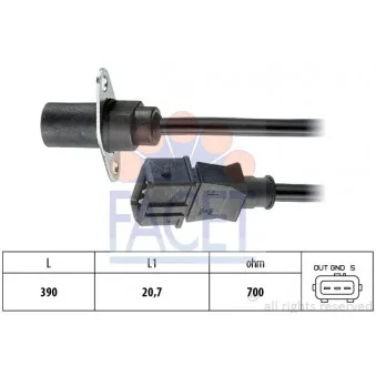 Capteur d'angle, vilebrequin FACET 9.0270