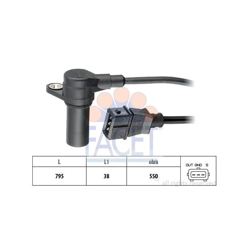 Capteur d'angle, vilebrequin FACET 9.0274