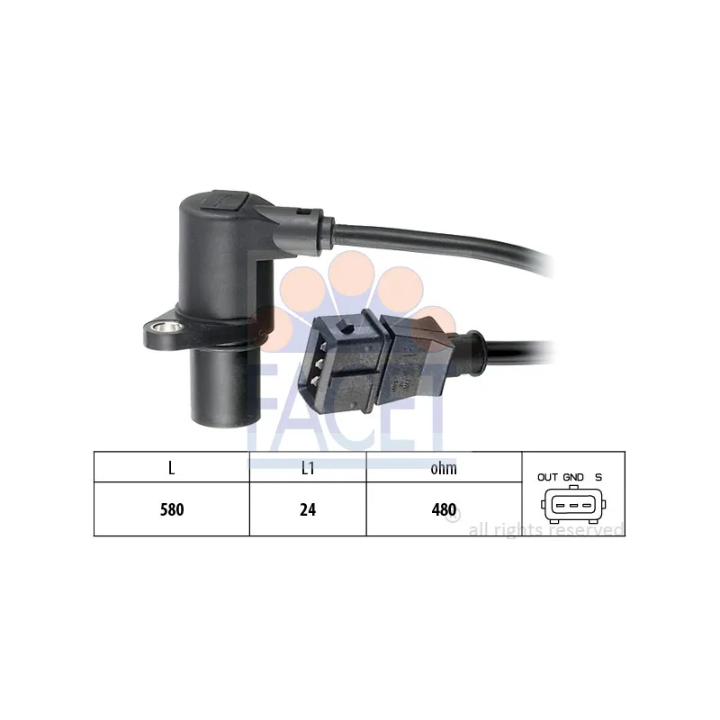 Capteur d'angle, vilebrequin FACET 9.0297