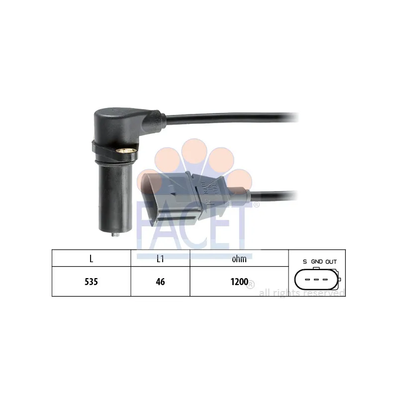 Capteur d'angle, vilebrequin FACET 9.0391