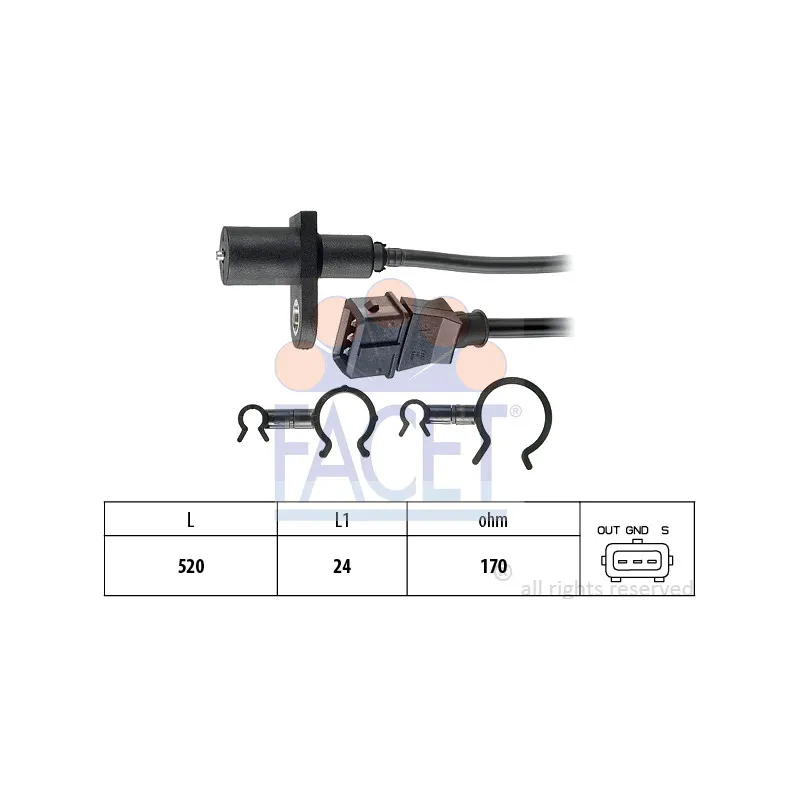 Capteur d'angle, vilebrequin FACET 9.0397