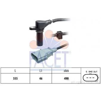 Capteur d'angle, vilebrequin FACET 9.0505