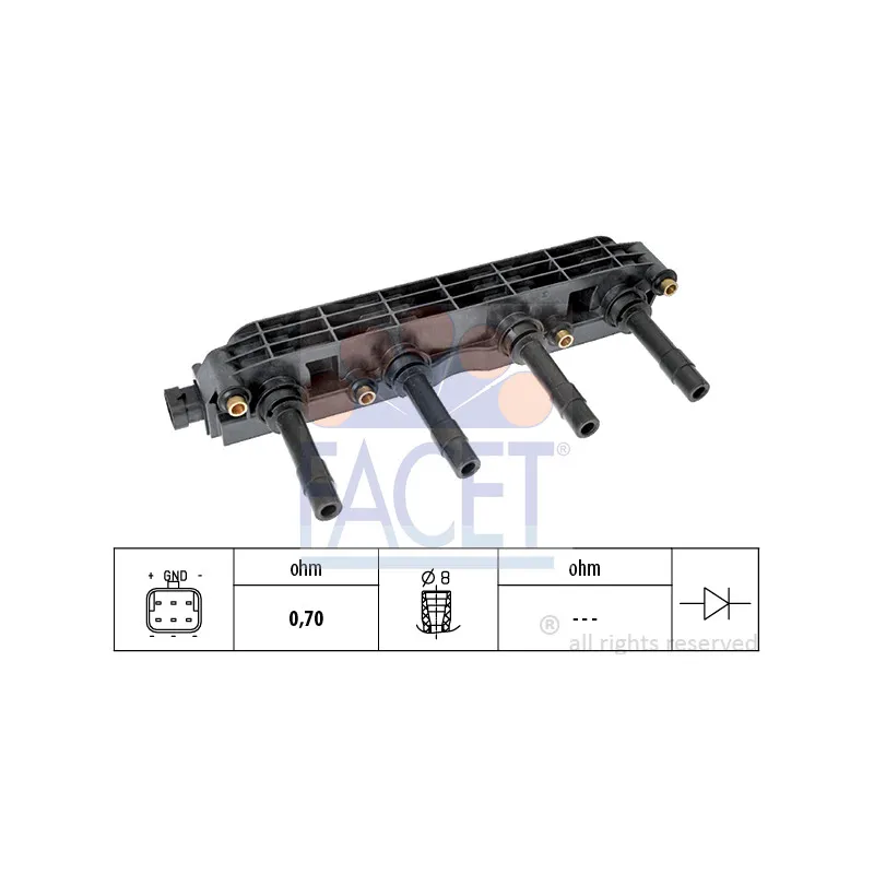 Bobine d'allumage FACET 9.6299