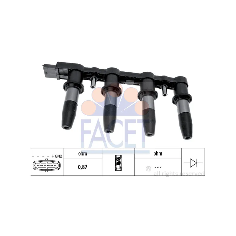 Bobine d'allumage FACET 9.6350