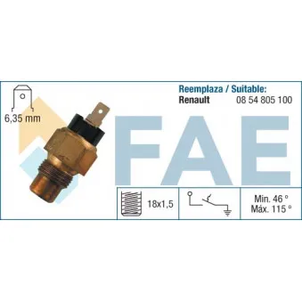 Contact thermique, voyant avertisseur de l'agent réfrigérant FAE 35040