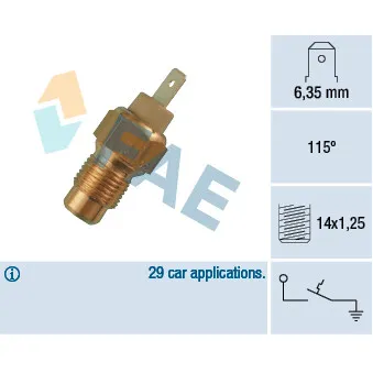 Contact thermique, voyant avertisseur de l'agent réfrigérant FAE 35200