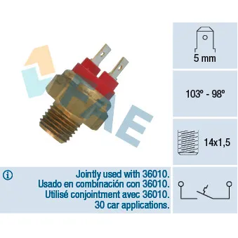 Interrupteur de température, ventilateur de radiateur FAE 36020