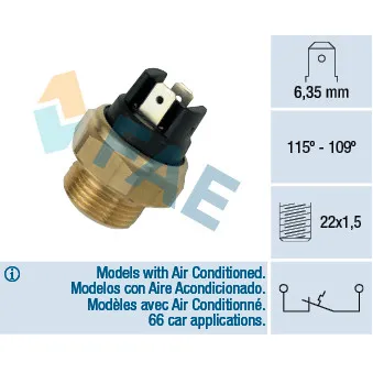 Interrupteur de température, ventilateur de radiateur FAE 36280