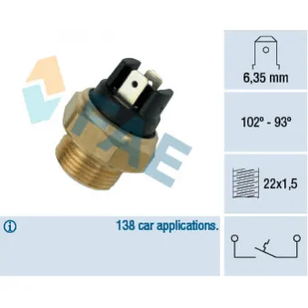 Interrupteur de température, ventilateur de radiateur FAE 37410