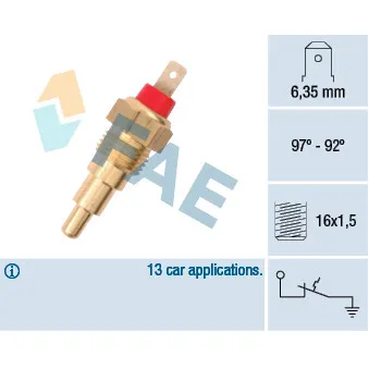 Interrupteur de température, ventilateur de radiateur FAE 37610