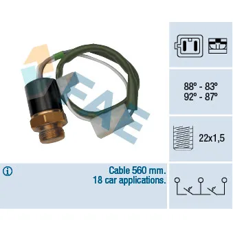 Interrupteur de température, ventilateur de radiateur FAE 37830
