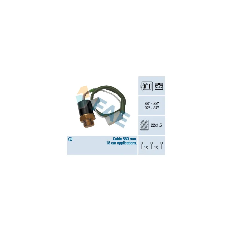 Interrupteur de température, ventilateur de radiateur FAE 37830