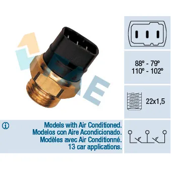 Interrupteur de température, ventilateur de radiateur FAE 37840
