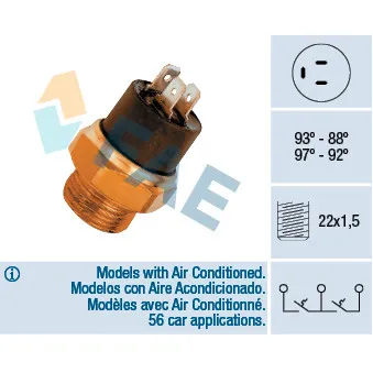 Interrupteur de température, ventilateur de radiateur FAE 37850