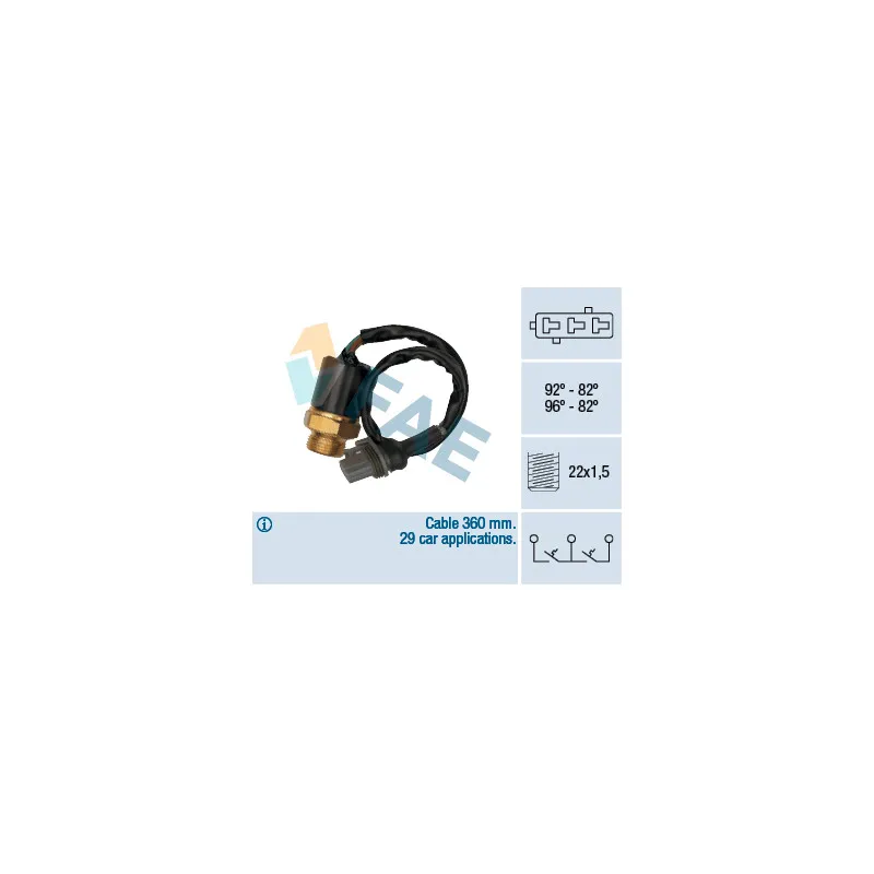 Interrupteur de température, ventilateur de radiateur FAE 37870