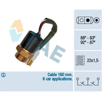 Interrupteur de température, ventilateur de radiateur FAE 37890