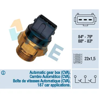 Interrupteur de température, ventilateur de radiateur FAE 37940