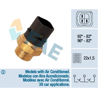 Interrupteur de température, ventilateur de radiateur FAE 37980