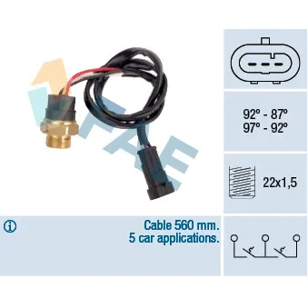 Interrupteur de température, ventilateur de radiateur FAE 38280