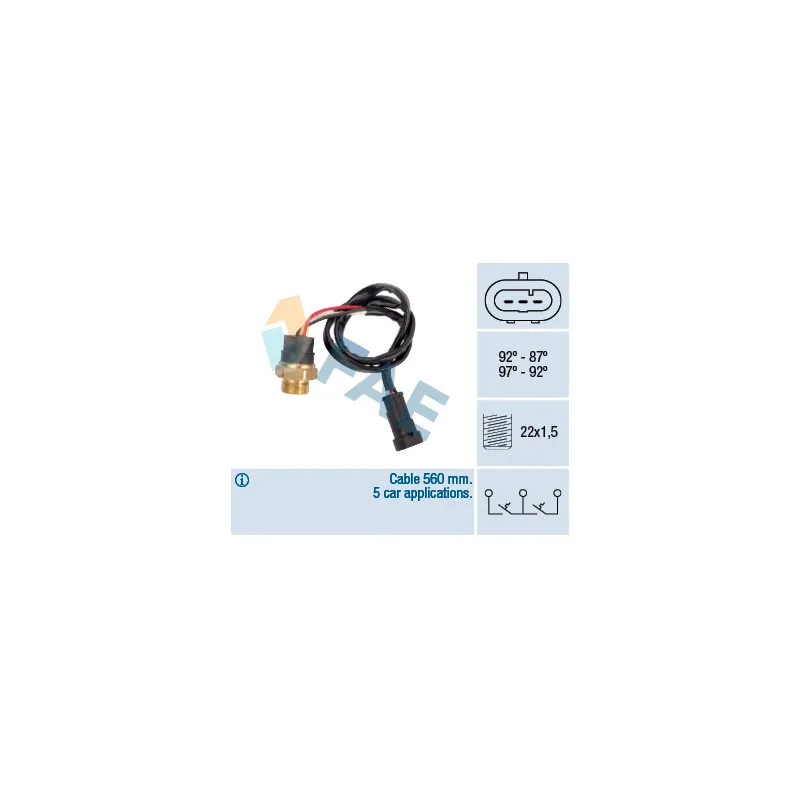 Interrupteur de température, ventilateur de radiateur FAE 38280