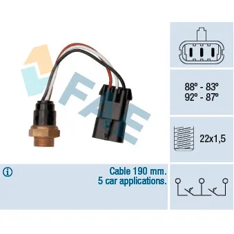 Interrupteur de température, ventilateur de radiateur FAE 38290