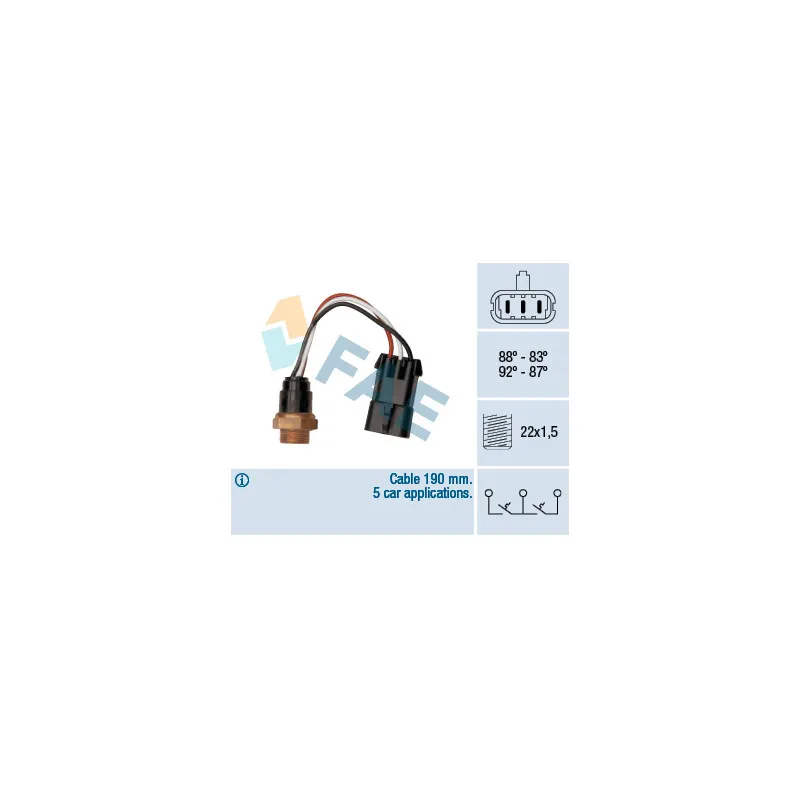 Interrupteur de température, ventilateur de radiateur FAE 38290